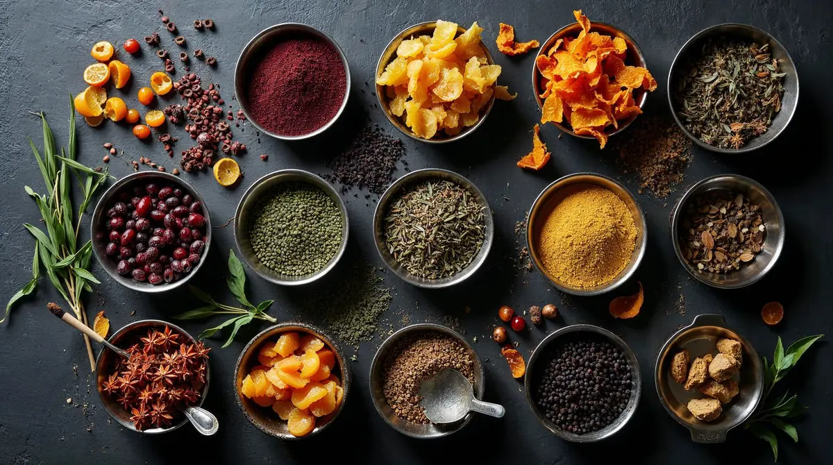 Botanicals from the collection used in recipe development